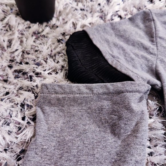 Trame Cut-Out Sleeve Pleated Black and Grey Formal Sweatshirt Made in Italy - Picture 7 of 9